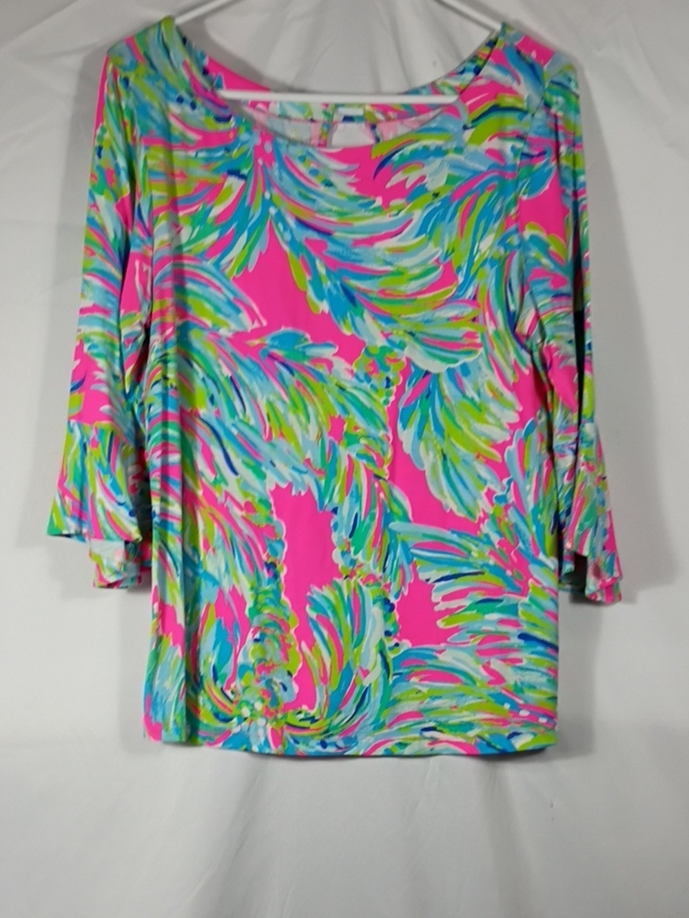 EUC Lilly Pulitzer Womens Blouse 3/4 Sleeve Colorful Size Large Spring Summer